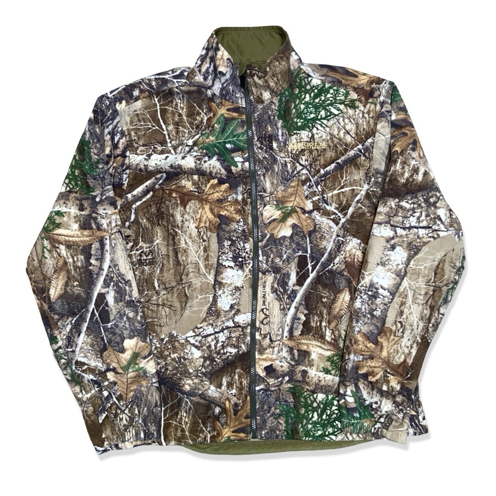 VTG Lincoln Outfitters Realtree Camo Fleece Jacket Size Large Men's Full Zip